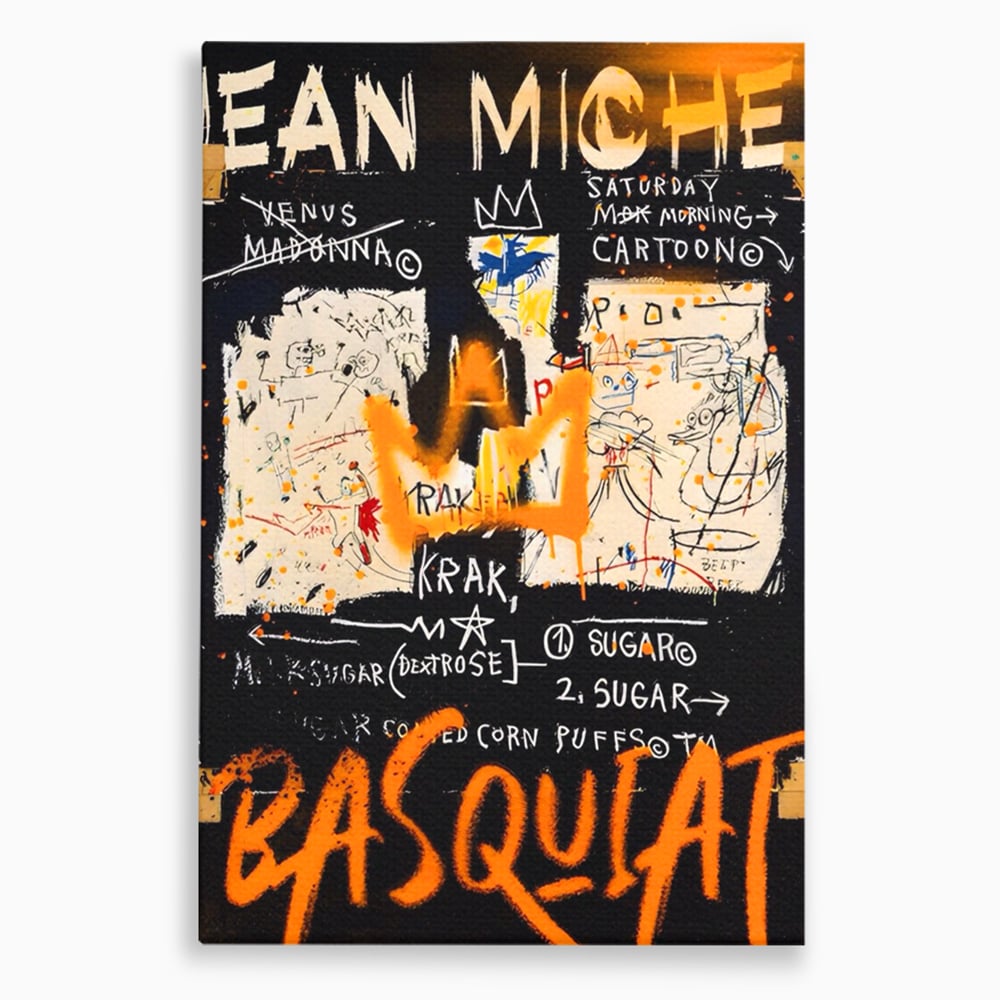 Leinwandbilder Premium LuxCanva® A1538, SAMO Basquiat , Spiel, Graffiti, Kunst, Jean Michel, Cartoon, Wohnen, Lebendige Farben