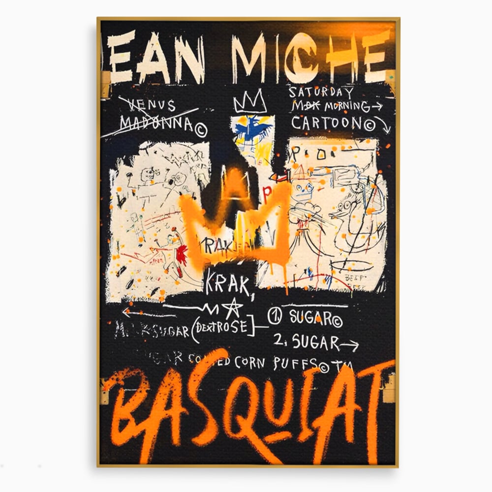 Leinwandbilder Premium LuxCanva® A1538, SAMO Basquiat , Spiel, Graffiti, Kunst, Jean Michel, Cartoon, Wohnen, Lebendige Farben