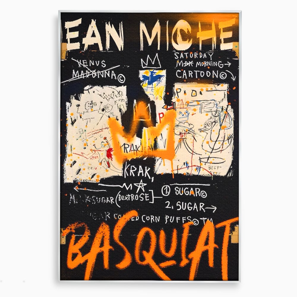 Leinwandbilder Premium LuxCanva® A1538, SAMO Basquiat , Spiel, Graffiti, Kunst, Jean Michel, Cartoon, Wohnen, Lebendige Farben