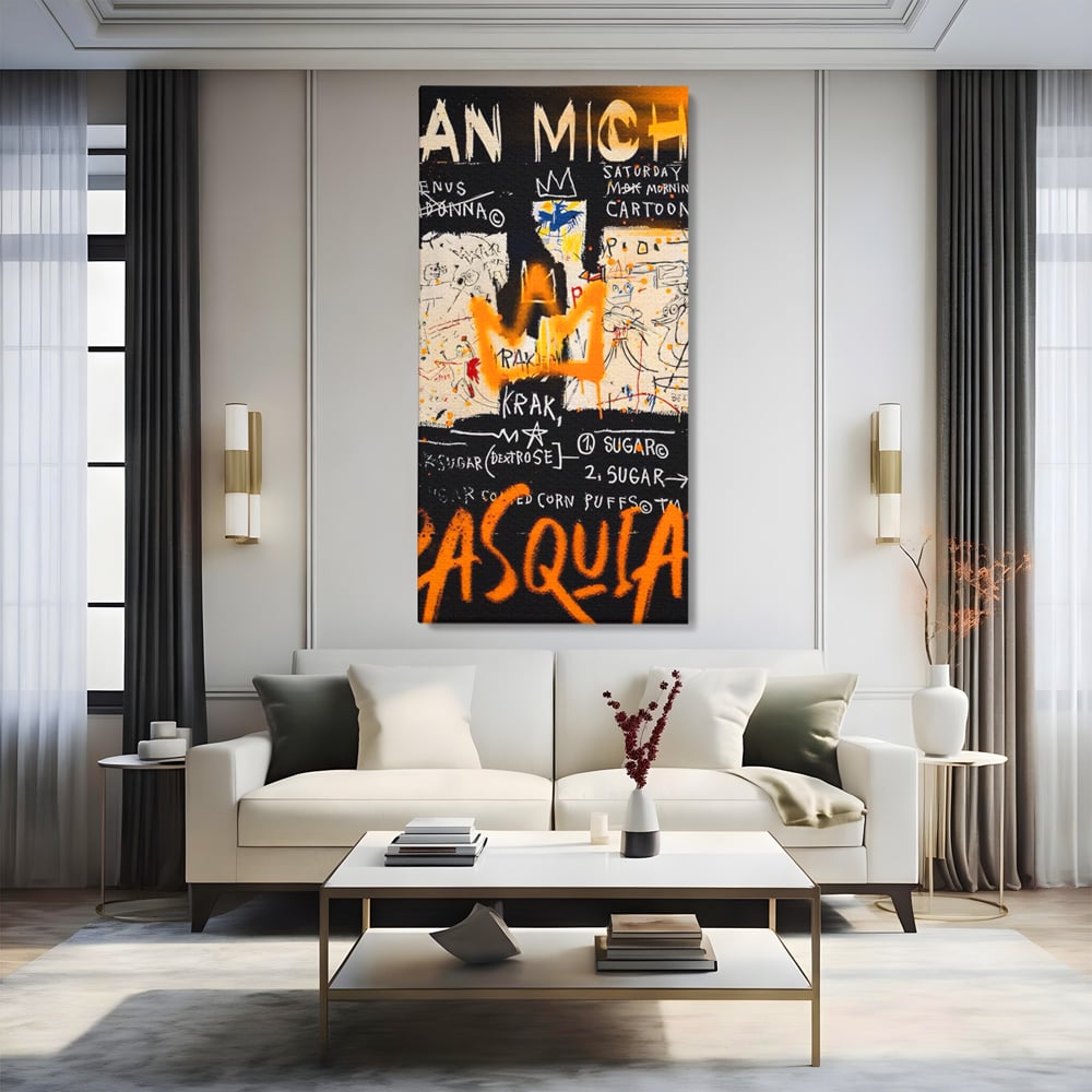 Leinwandbilder Premium LuxCanva® A1538, SAMO Basquiat , Spiel, Graffiti, Kunst, Jean Michel, Cartoon, Wohnen, Lebendige Farben