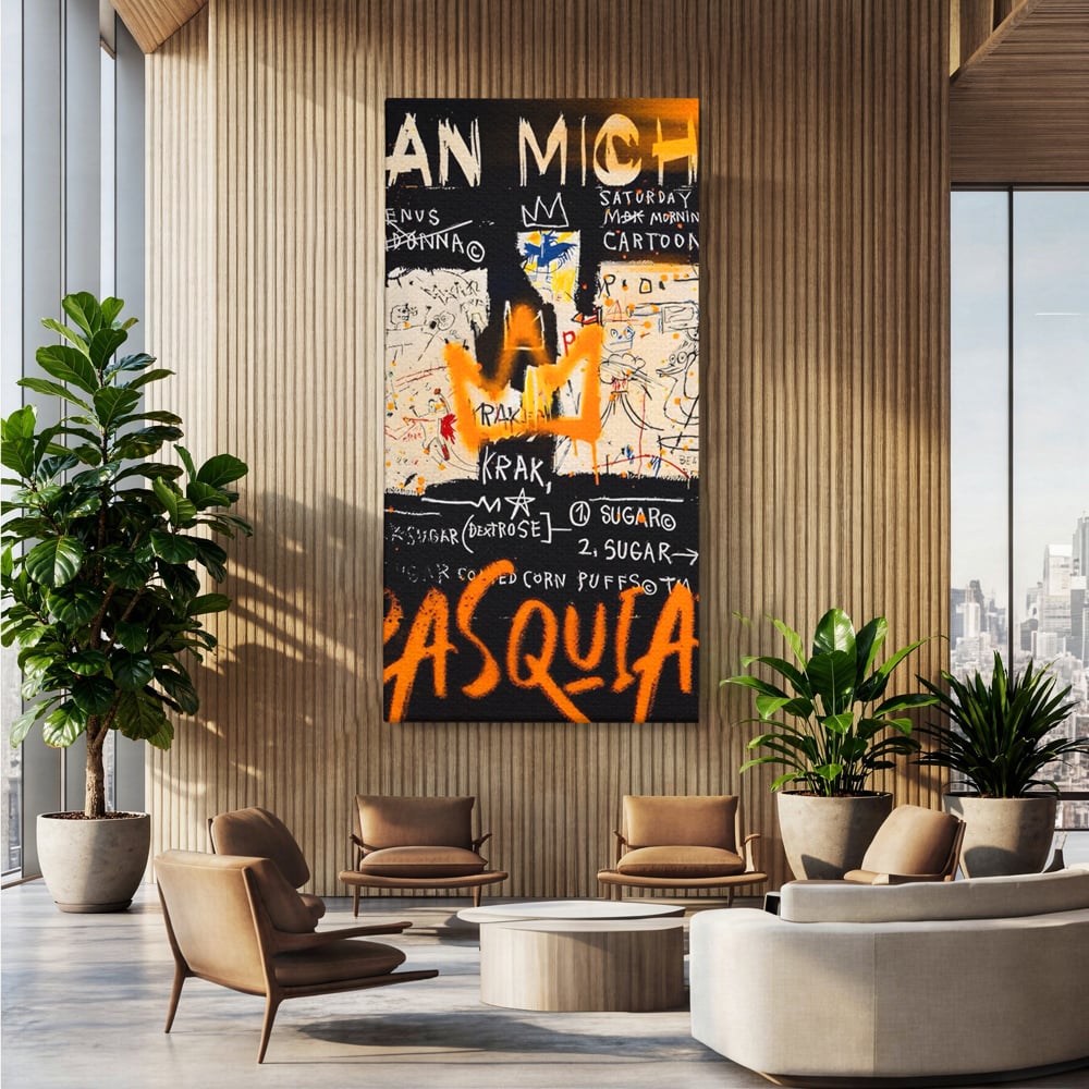 Leinwandbilder Premium LuxCanva® A1538, SAMO Basquiat , Spiel, Graffiti, Kunst, Jean Michel, Cartoon, Wohnen, Lebendige Farben