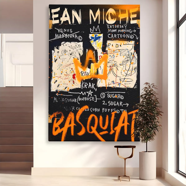 Leinwandbilder Premium LuxCanva® A1538, SAMO Basquiat , Spiel, Graffiti, Kunst, Jean Michel, Cartoon, Wohnen, Lebendige Farben