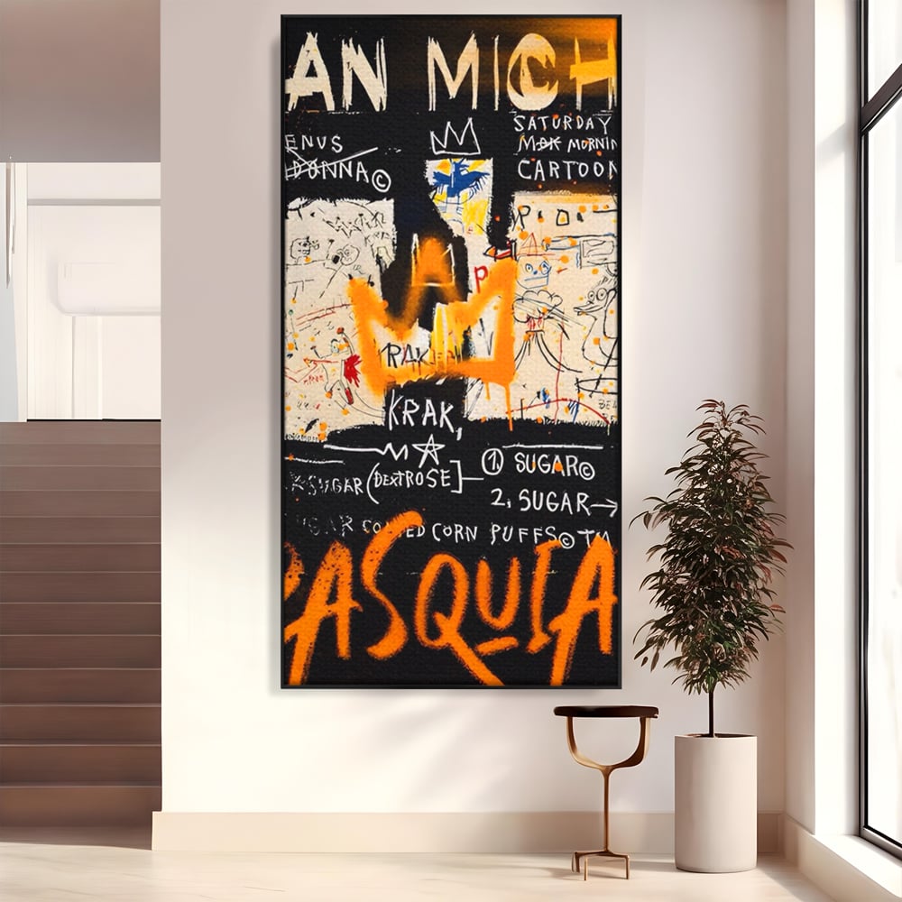 Leinwandbilder Premium LuxCanva® A1538, SAMO Basquiat , Spiel, Graffiti, Kunst, Jean Michel, Cartoon, Wohnen, Lebendige Farben