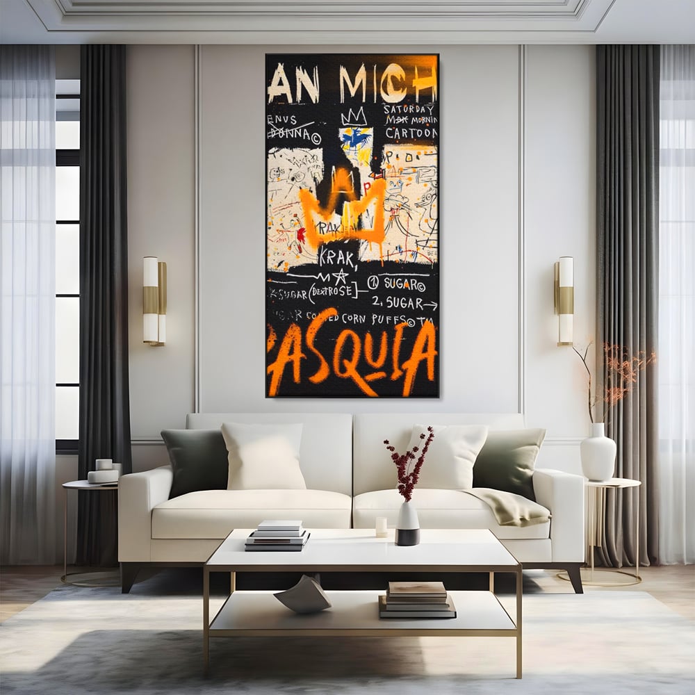 Leinwandbilder Premium LuxCanva® A1538, SAMO Basquiat , Spiel, Graffiti, Kunst, Jean Michel, Cartoon, Wohnen, Lebendige Farben