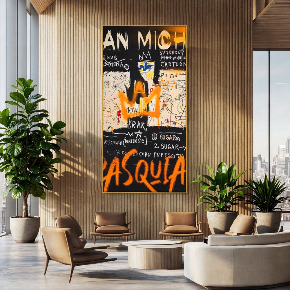 Leinwandbilder Premium LuxCanva® A1538, SAMO Basquiat , Spiel, Graffiti, Kunst, Jean Michel, Cartoon, Wohnen, Lebendige Farben