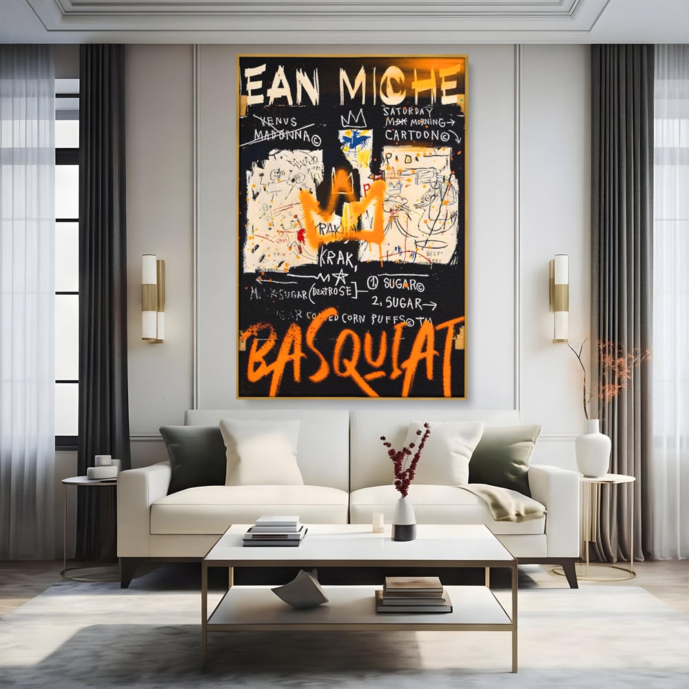 Leinwandbilder Premium LuxCanva® A1538, SAMO Basquiat , Spiel, Graffiti, Kunst, Jean Michel, Cartoon, Wohnen, Lebendige Farben