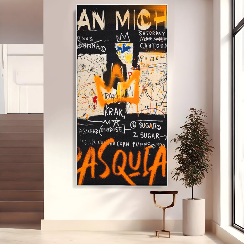 Leinwandbilder Premium LuxCanva® A1538, SAMO Basquiat , Spiel, Graffiti, Kunst, Jean Michel, Cartoon, Wohnen, Lebendige Farben
