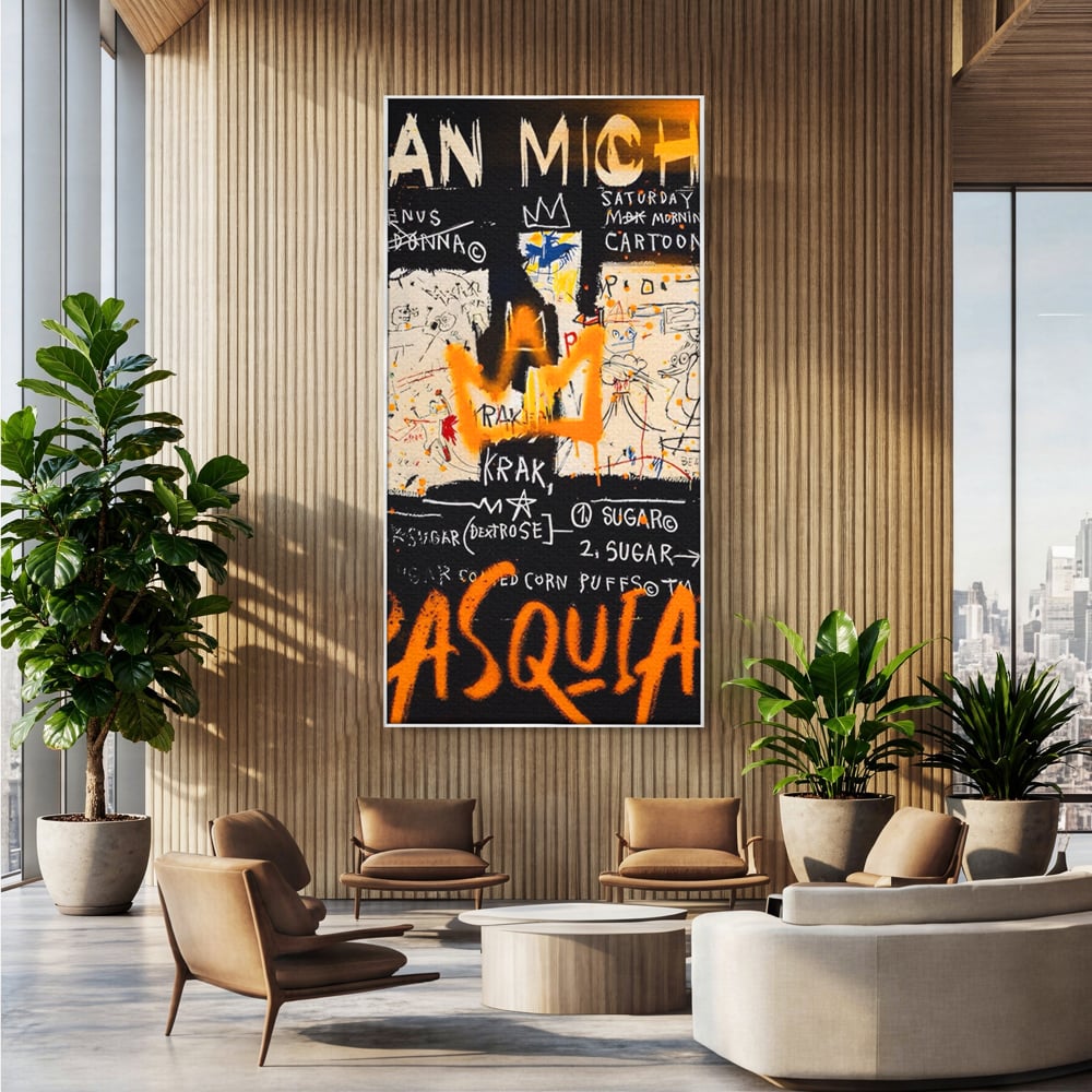 Leinwandbilder Premium LuxCanva® A1538, SAMO Basquiat , Spiel, Graffiti, Kunst, Jean Michel, Cartoon, Wohnen, Lebendige Farben