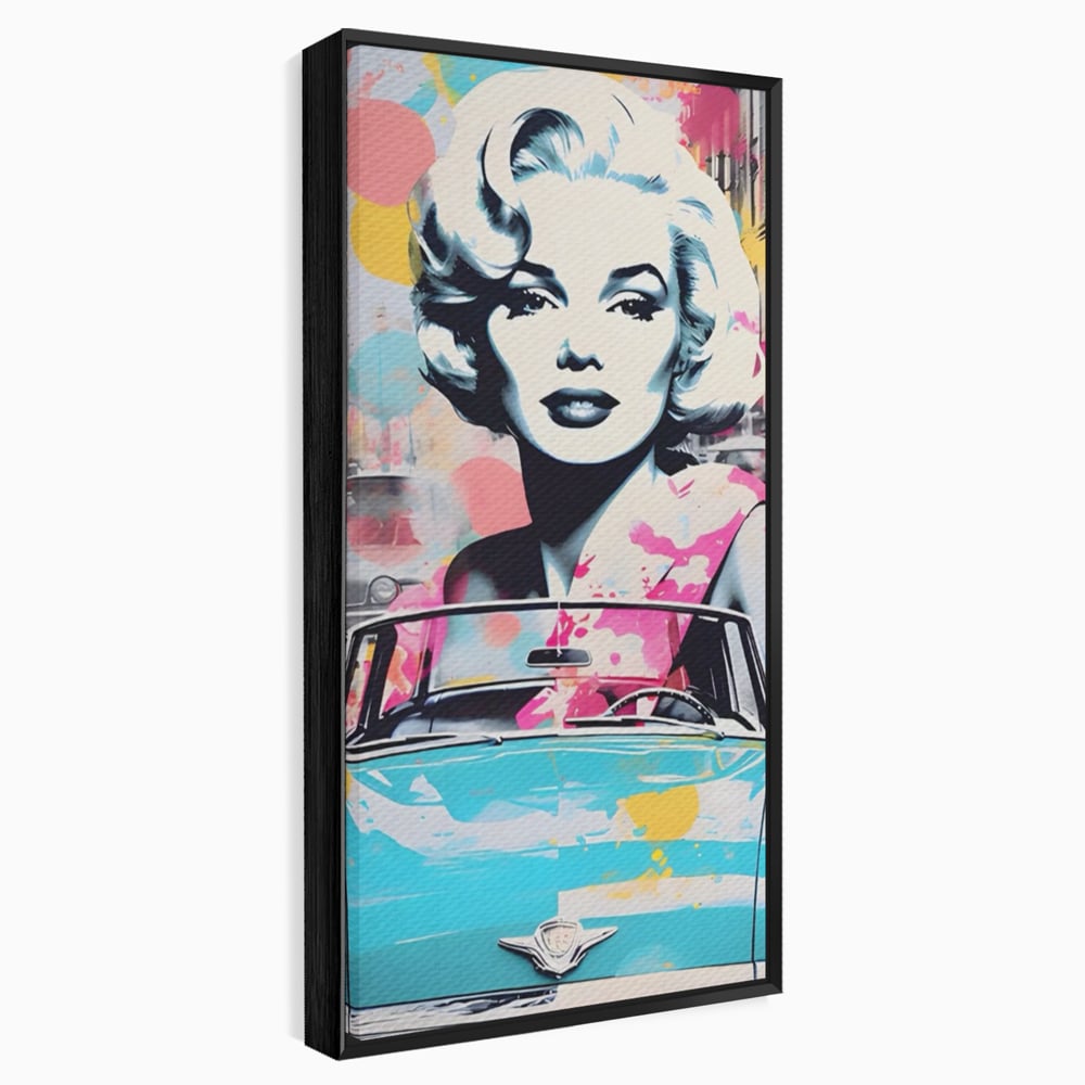 Tablou Canvas Premium LuxCanva® A1539, Merilyn M , Dormitor, Sexi, Vedeta, Model, Masina, Living, Culori Vibrante