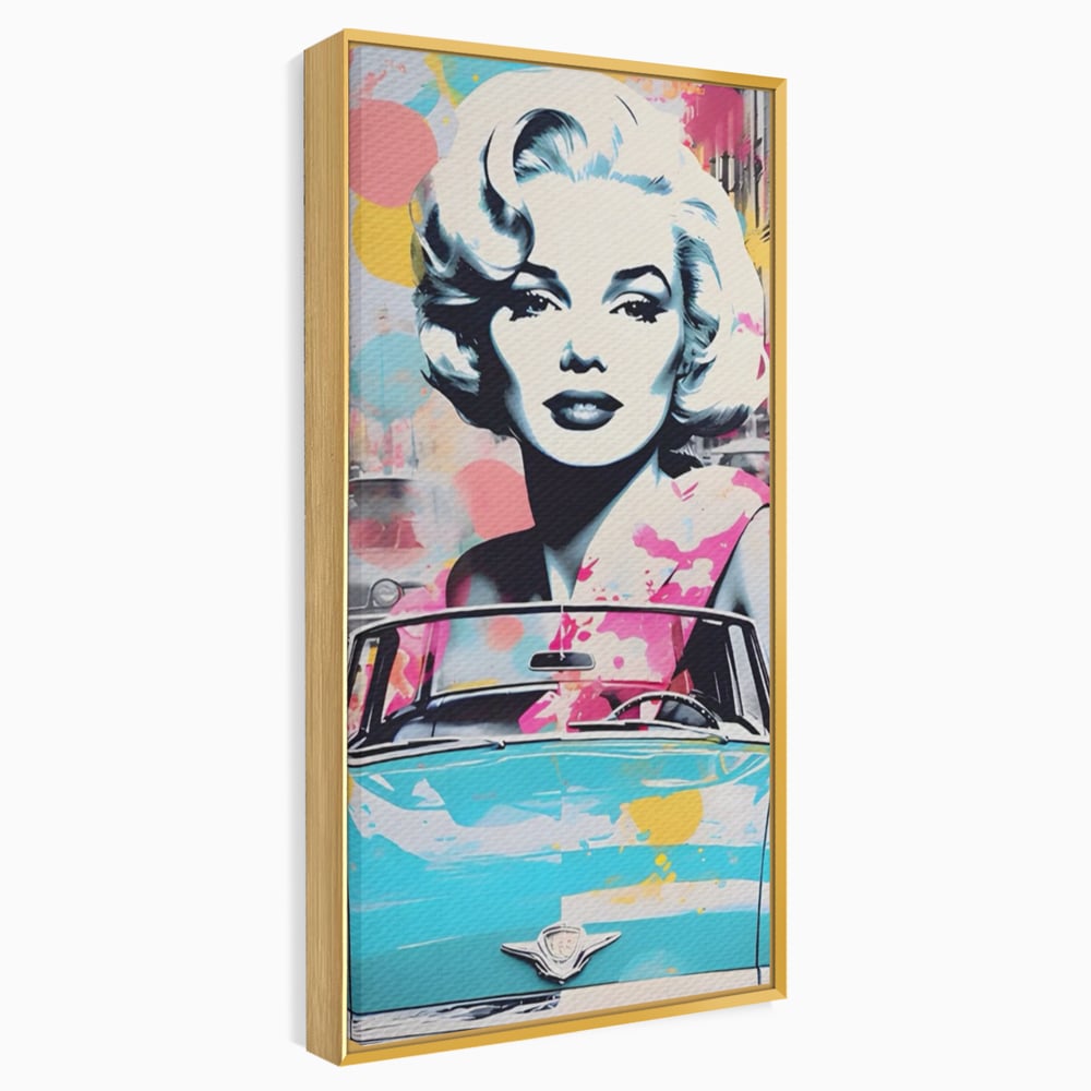 Tablou Canvas Premium LuxCanva® A1539, Merilyn M , Dormitor, Sexi, Vedeta, Model, Masina, Living, Culori Vibrante