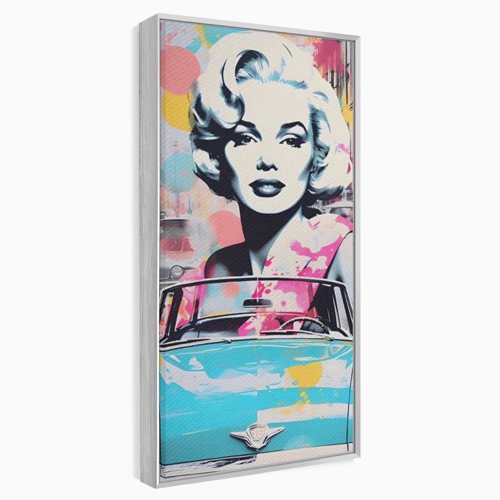 Tablou Canvas Premium LuxCanva® A1539, Merilyn M , Dormitor, Sexi, Vedeta, Model, Masina, Living, Culori Vibrante