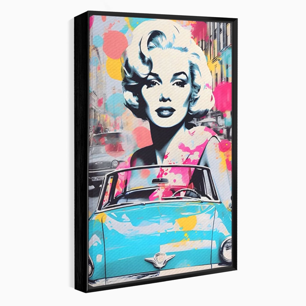 Tablou Canvas Premium LuxCanva® A1539, Merilyn M , Dormitor, Sexi, Vedeta, Model, Masina, Living, Culori Vibrante