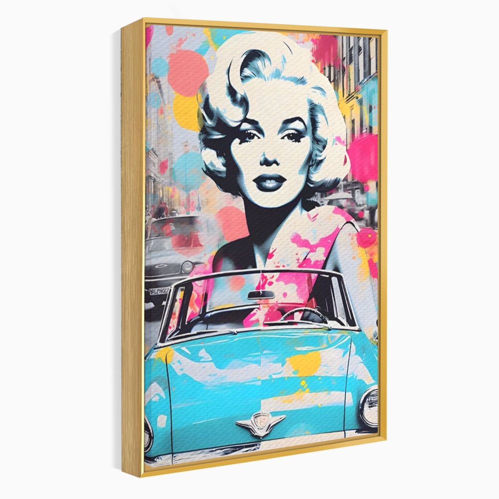 Tablou Canvas Premium LuxCanva® A1539, Merilyn M , Dormitor, Sexi, Vedeta, Model, Masina, Living, Culori Vibrante
