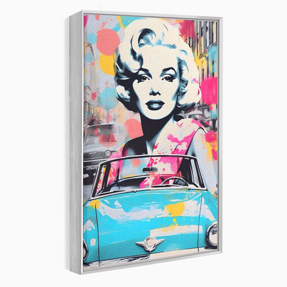 Tablou Canvas Premium LuxCanva® A1539, Merilyn M , Dormitor, Sexi, Vedeta, Model, Masina, Living, Culori Vibrante