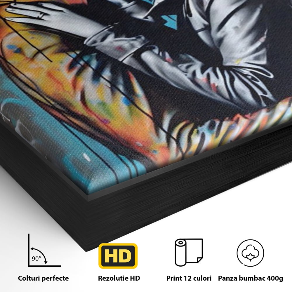 Tablou Canvas Premium LuxCanva® A1540, Romantic Rain , Dormitor, Cuplu, Ploaie, Umbrela, Living, Culori Vibrante