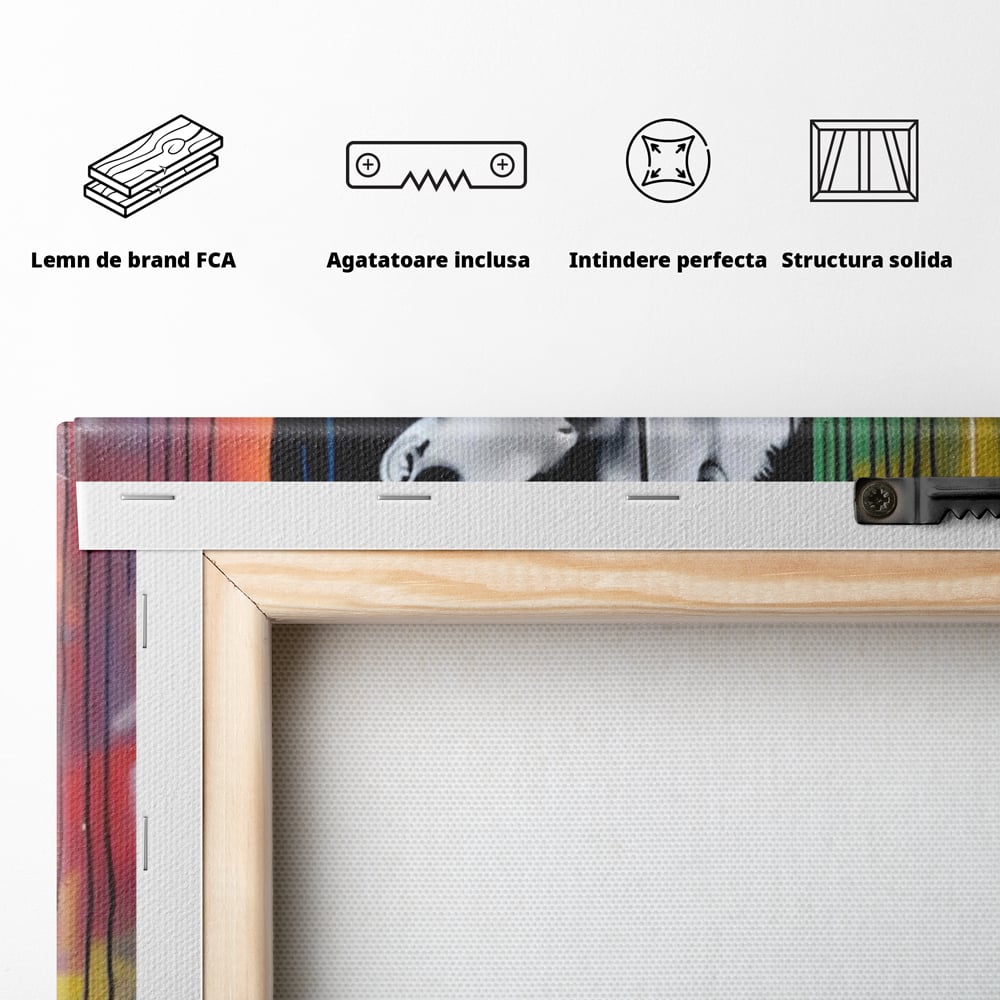 Tablou Canvas Premium LuxCanva® A1540, Romantic Rain , Dormitor, Cuplu, Ploaie, Umbrela, Living, Culori Vibrante
