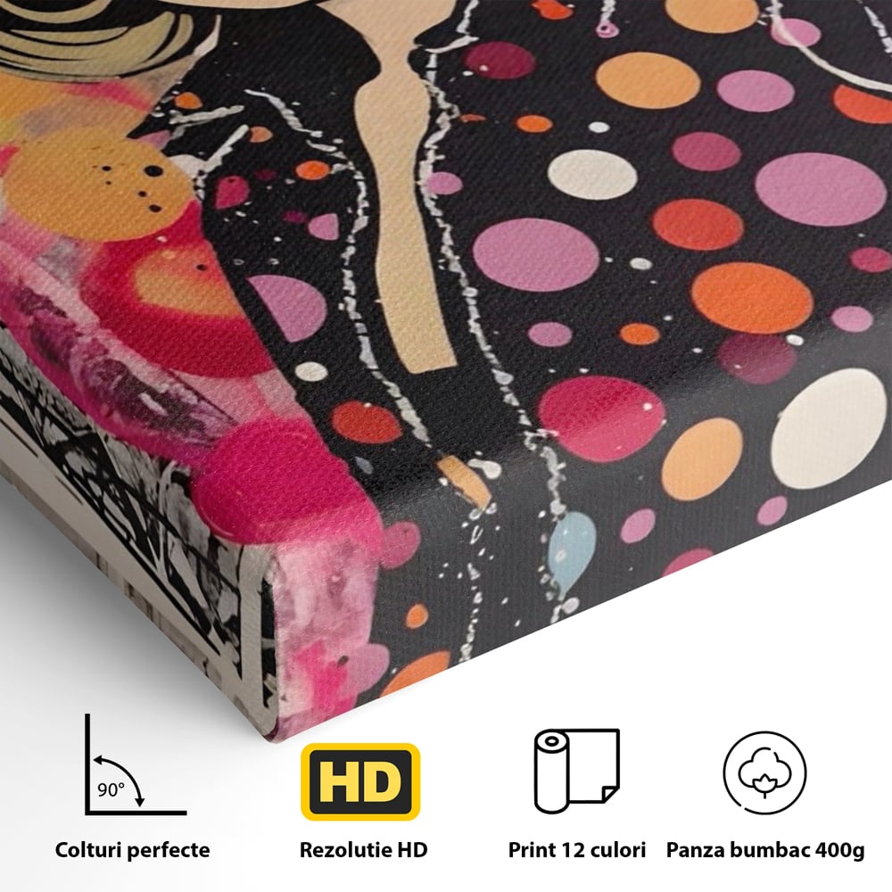 Tablou Canvas Premium LuxCanva® A1541, Cool Girl , Fata, Roz, Ochelari De Soare, Decorativ, Culori Vibrante