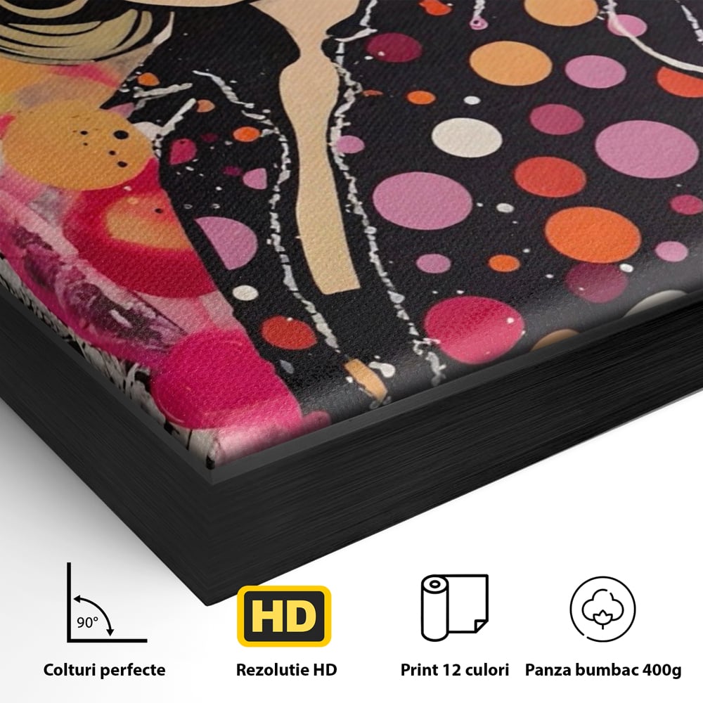 Tablou Canvas Premium LuxCanva® A1541, Cool Girl , Fata, Roz, Ochelari De Soare, Decorativ, Culori Vibrante