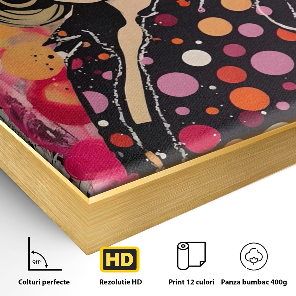 Tablou Canvas Premium LuxCanva® A1541, Cool Girl , Fata, Roz, Ochelari De Soare, Decorativ, Culori Vibrante