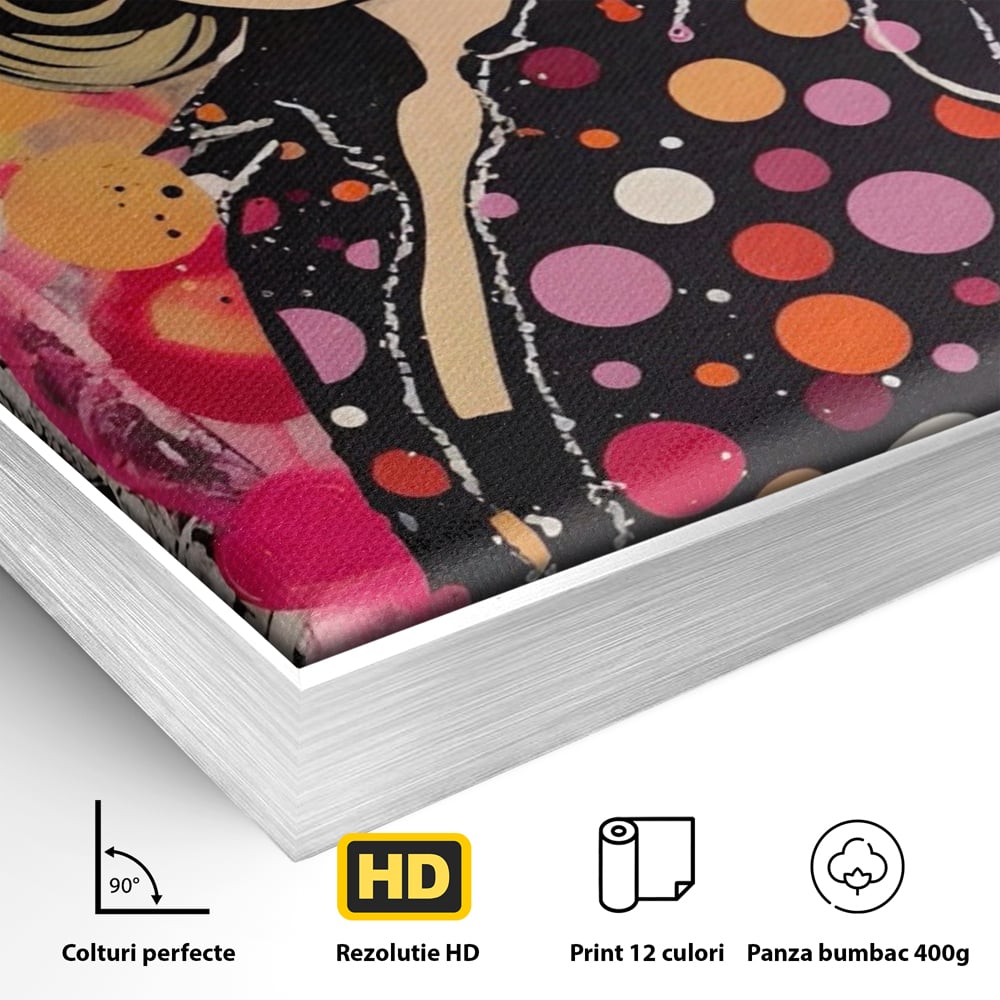 Tablou Canvas Premium LuxCanva® A1541, Cool Girl , Fata, Roz, Ochelari De Soare, Decorativ, Culori Vibrante