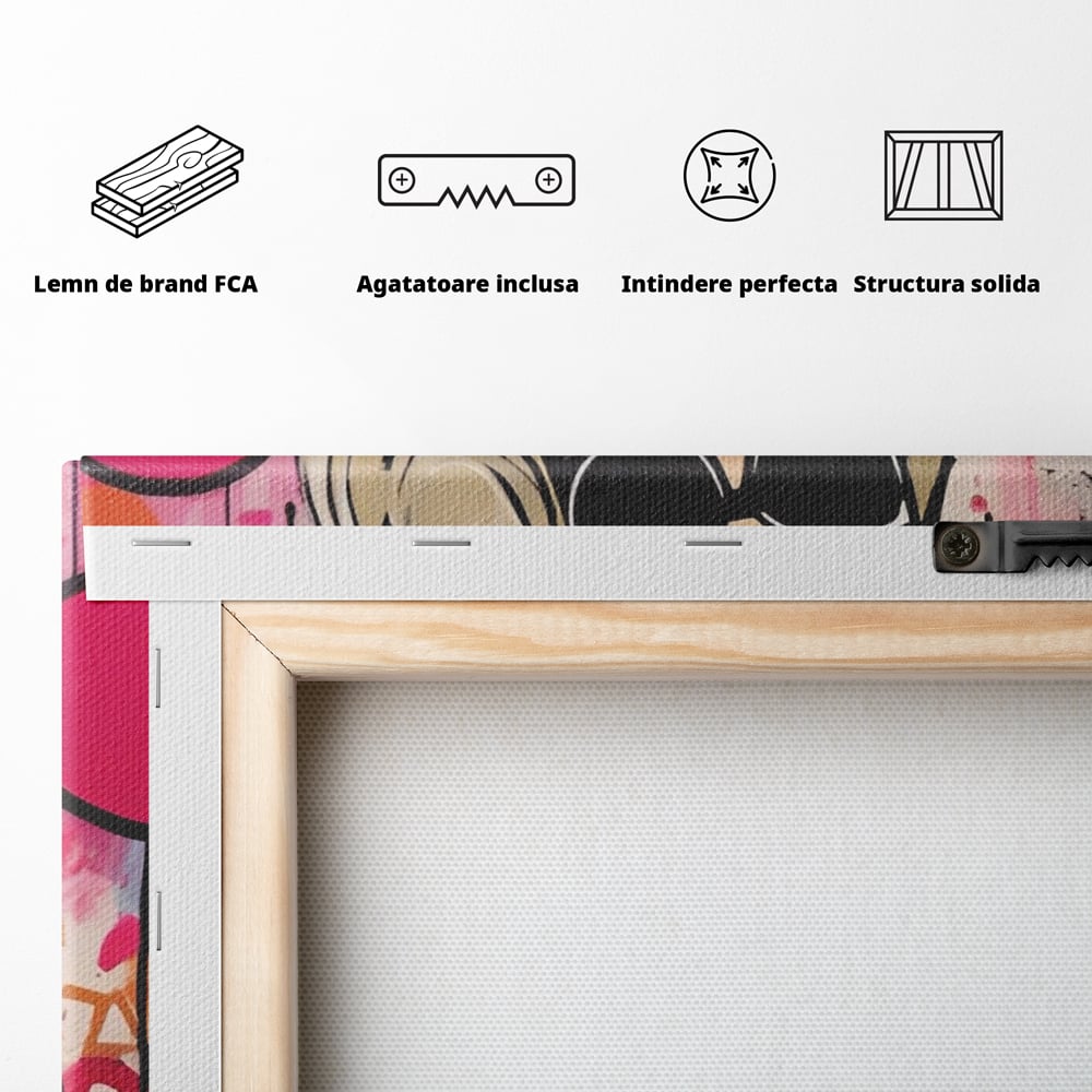 Tablou Canvas Premium LuxCanva® A1541, Cool Girl , Fata, Roz, Ochelari De Soare, Decorativ, Culori Vibrante