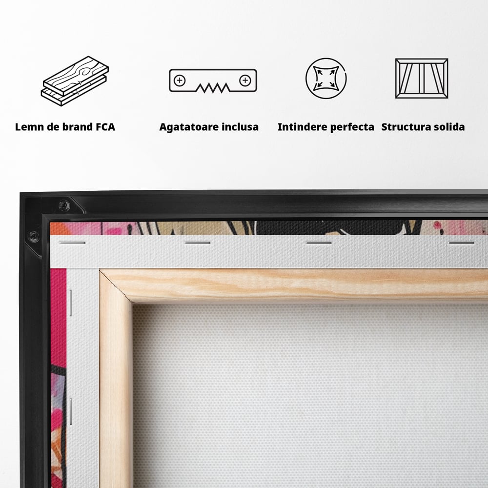 Tablou Canvas Premium LuxCanva® A1541, Cool Girl , Fata, Roz, Ochelari De Soare, Decorativ, Culori Vibrante