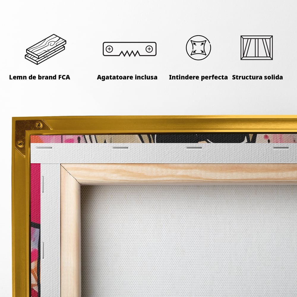 Tablou Canvas Premium LuxCanva® A1541, Cool Girl , Fata, Roz, Ochelari De Soare, Decorativ, Culori Vibrante