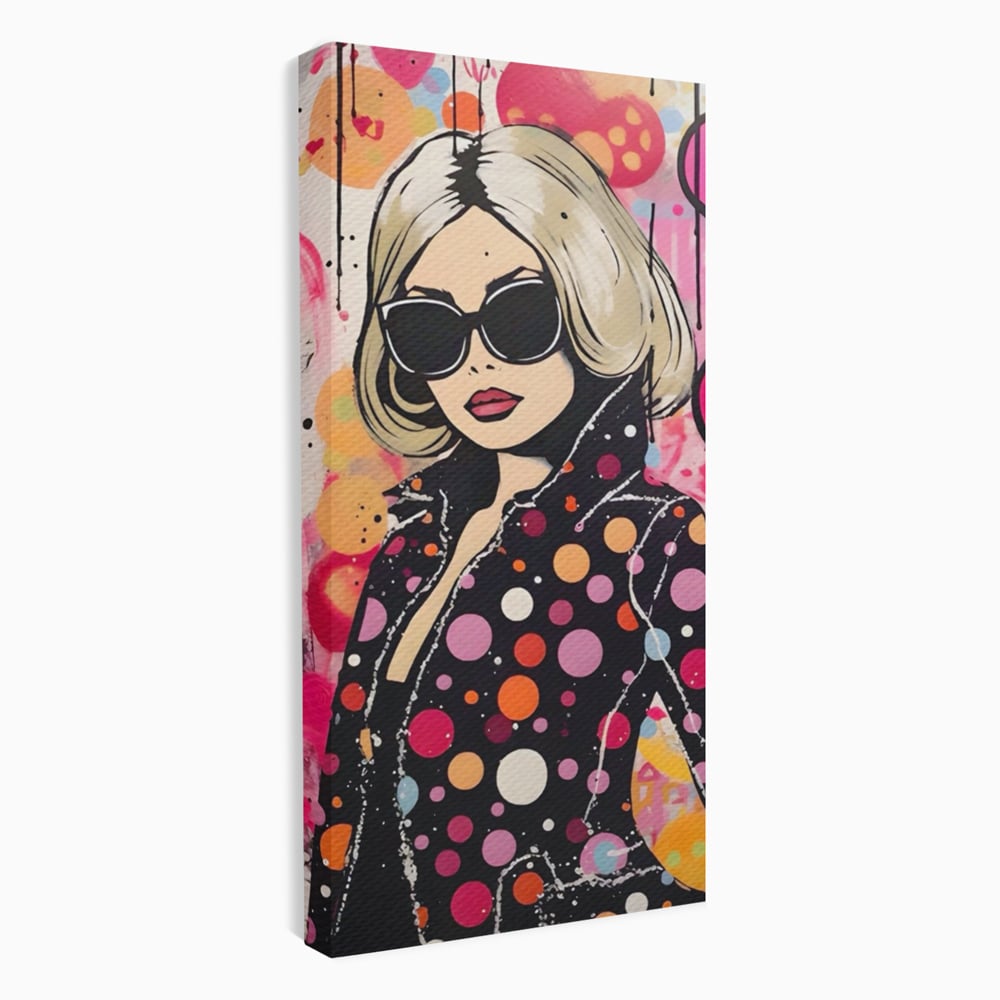 Tablou Canvas Premium LuxCanva® A1541, Cool Girl , Fata, Roz, Ochelari De Soare, Decorativ, Culori Vibrante
