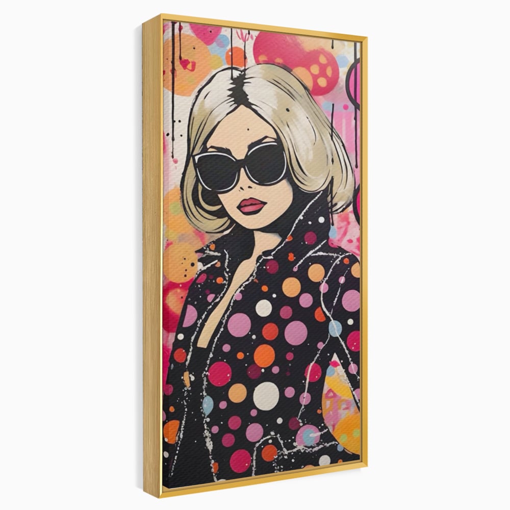 Tablou Canvas Premium LuxCanva® A1541, Cool Girl , Fata, Roz, Ochelari De Soare, Decorativ, Culori Vibrante