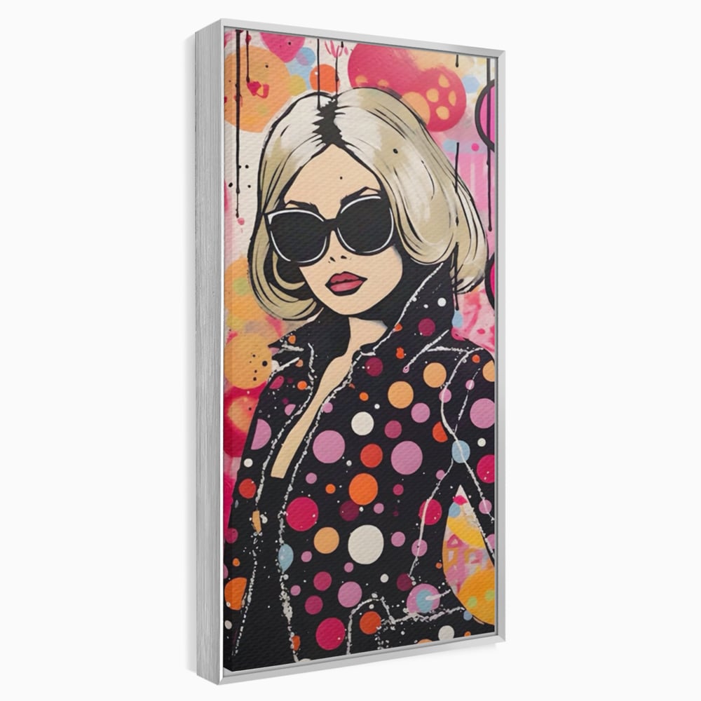 Tablou Canvas Premium LuxCanva® A1541, Cool Girl , Fata, Roz, Ochelari De Soare, Decorativ, Culori Vibrante