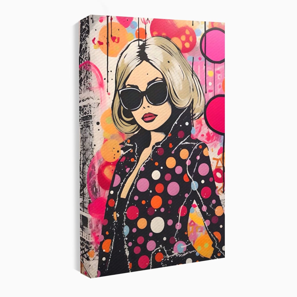 Tablou Canvas Premium LuxCanva® A1541, Cool Girl , Fata, Roz, Ochelari De Soare, Decorativ, Culori Vibrante