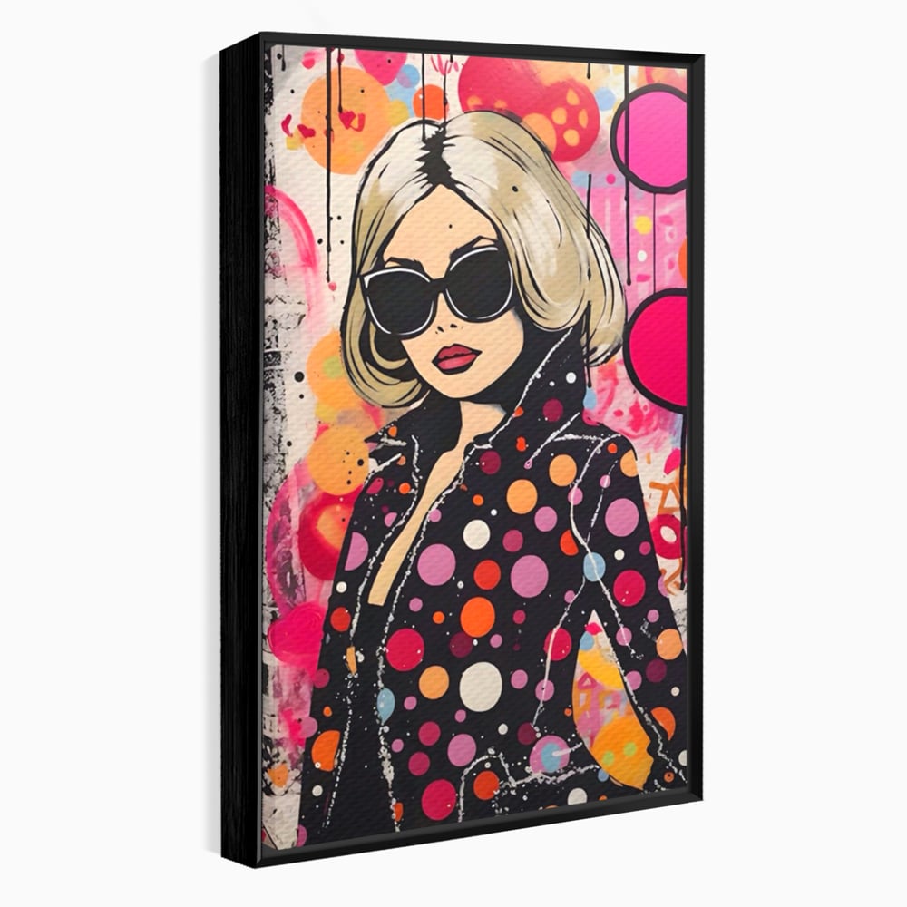 Tablou Canvas Premium LuxCanva® A1541, Cool Girl , Fata, Roz, Ochelari De Soare, Decorativ, Culori Vibrante