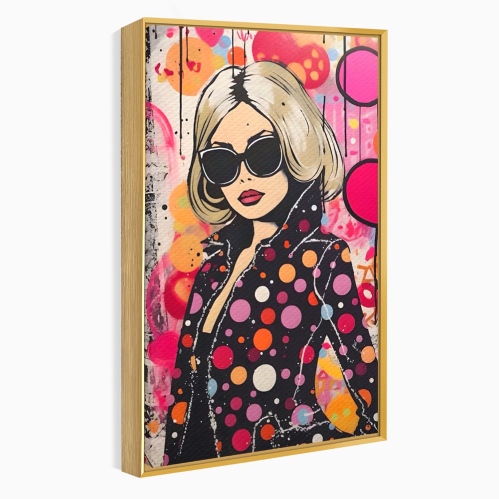 Tablou Canvas Premium LuxCanva® A1541, Cool Girl , Fata, Roz, Ochelari De Soare, Decorativ, Culori Vibrante