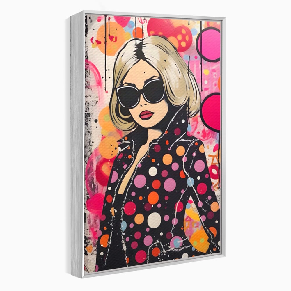 Tablou Canvas Premium LuxCanva® A1541, Cool Girl , Fata, Roz, Ochelari De Soare, Decorativ, Culori Vibrante