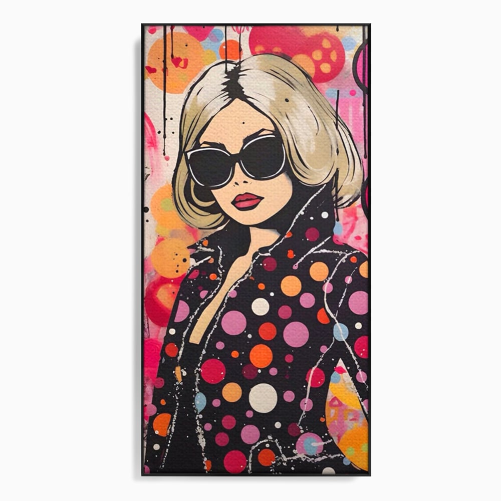 Tablou Canvas Premium LuxCanva® A1541, Cool Girl , Fata, Roz, Ochelari De Soare, Decorativ, Culori Vibrante