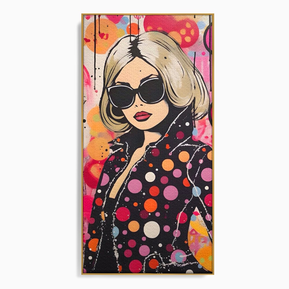 Tablou Canvas Premium LuxCanva® A1541, Cool Girl , Fata, Roz, Ochelari De Soare, Decorativ, Culori Vibrante