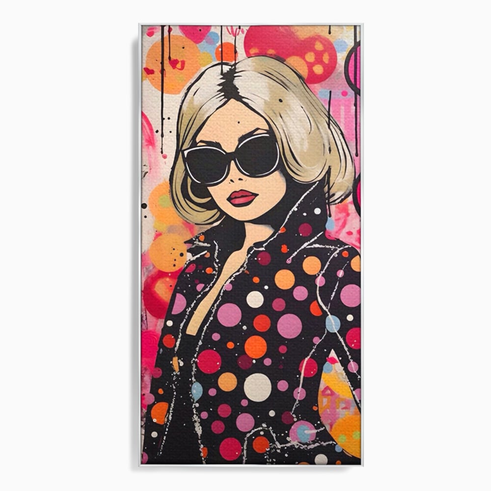 Tablou Canvas Premium LuxCanva® A1541, Cool Girl , Fata, Roz, Ochelari De Soare, Decorativ, Culori Vibrante