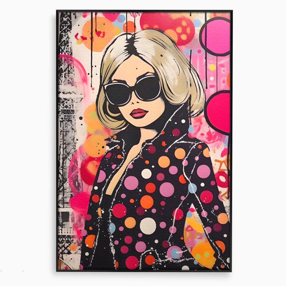 Tablou Canvas Premium LuxCanva® A1541, Cool Girl , Fata, Roz, Ochelari De Soare, Decorativ, Culori Vibrante