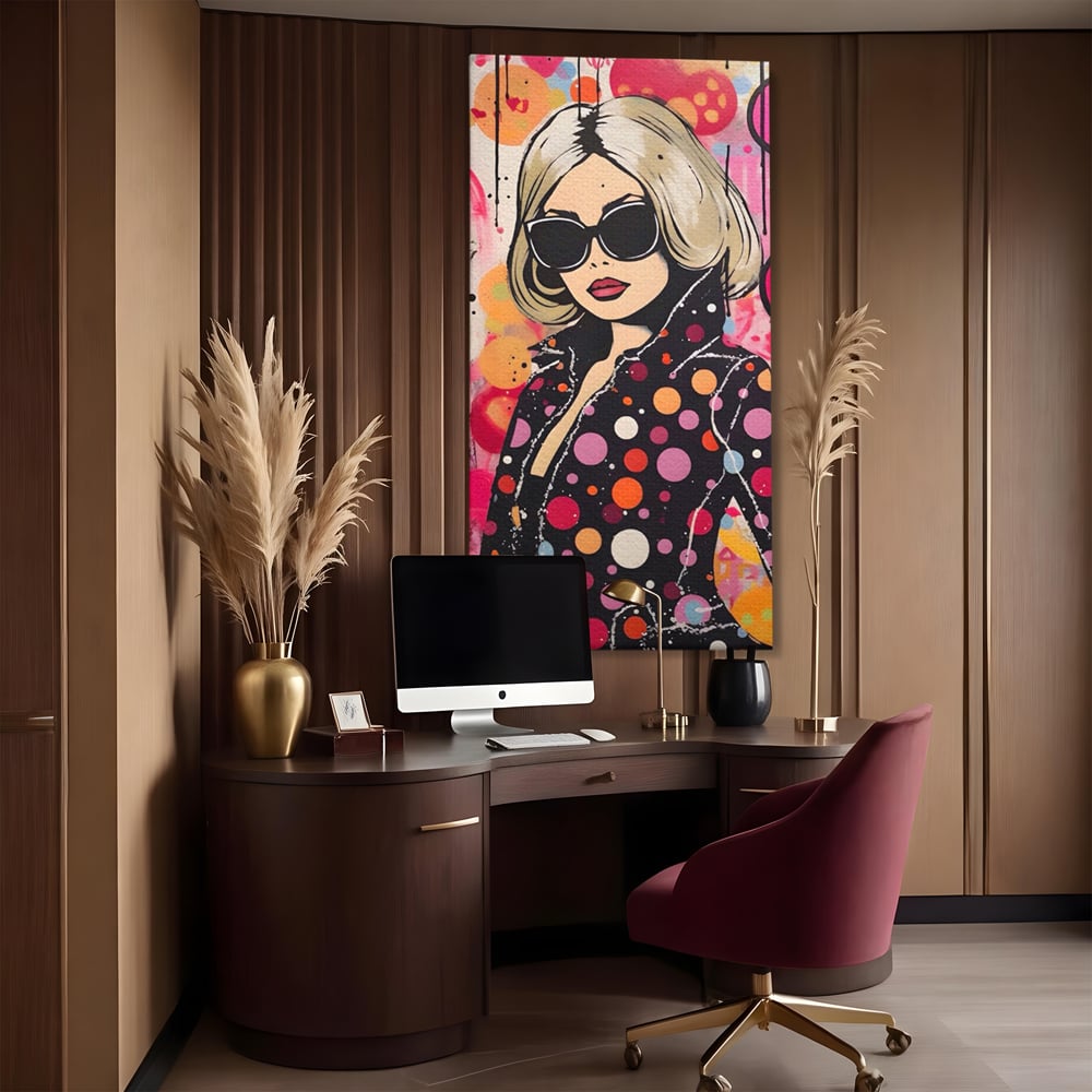 Tablou Canvas Premium LuxCanva® A1541, Cool Girl , Fata, Roz, Ochelari De Soare, Decorativ, Culori Vibrante