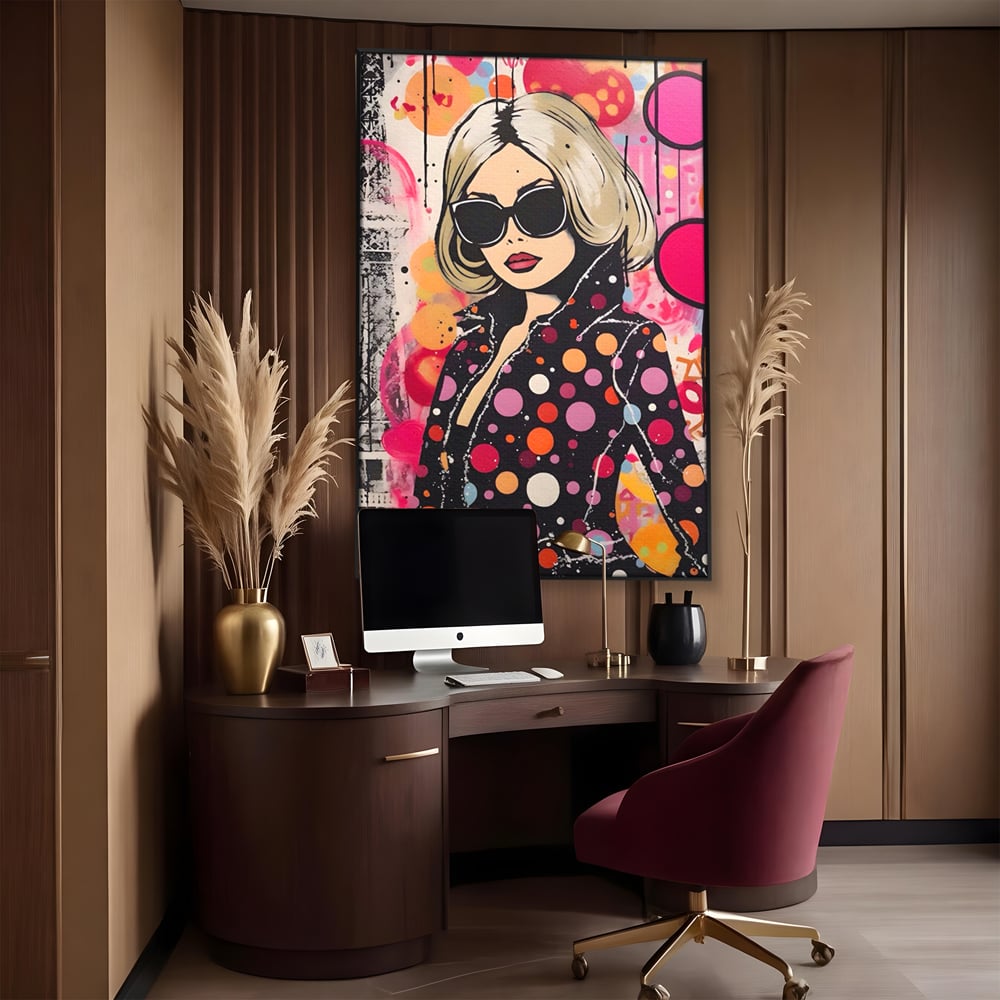 Tablou Canvas Premium LuxCanva® A1541, Cool Girl , Fata, Roz, Ochelari De Soare, Decorativ, Culori Vibrante