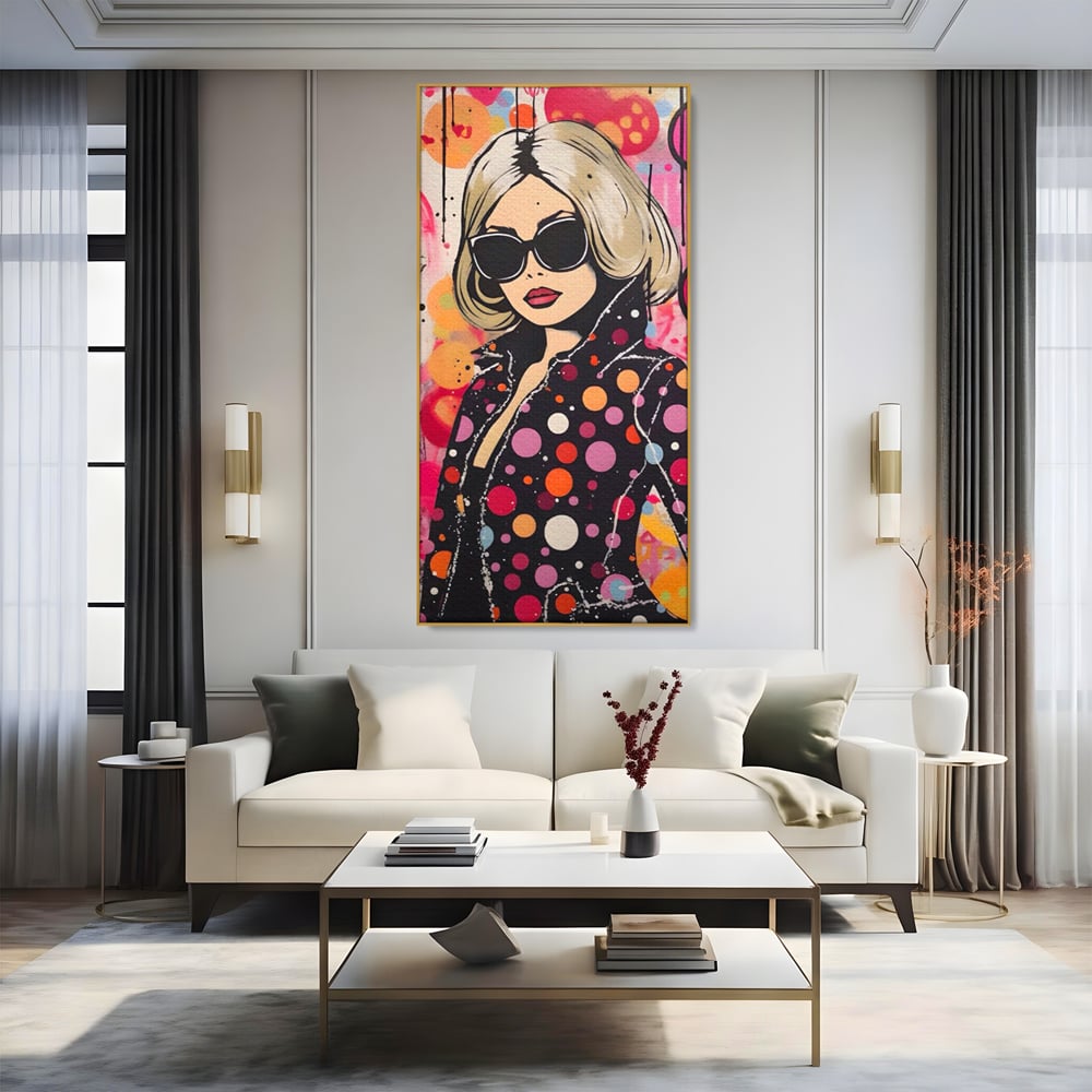 Tablou Canvas Premium LuxCanva® A1541, Cool Girl , Fata, Roz, Ochelari De Soare, Decorativ, Culori Vibrante