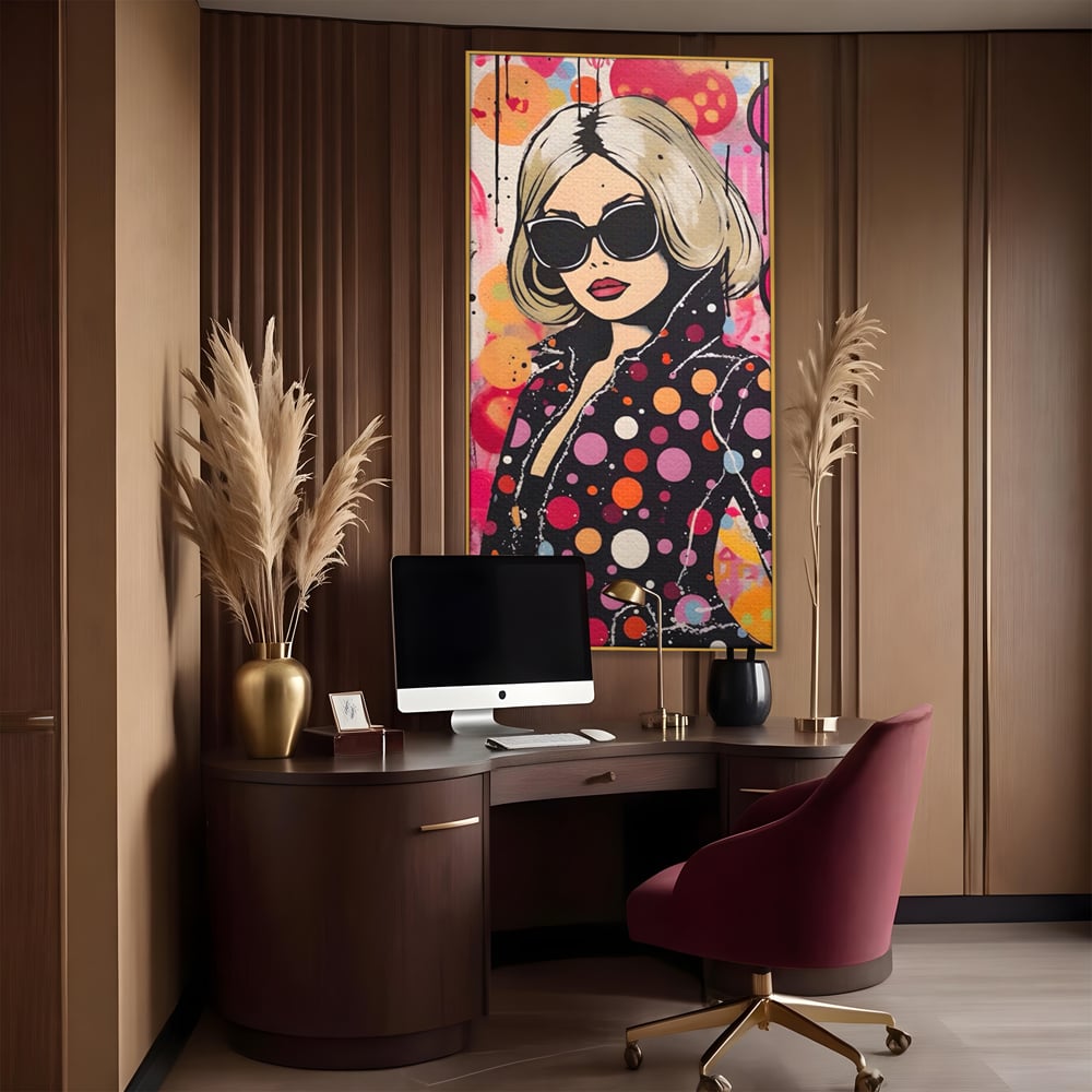 Tablou Canvas Premium LuxCanva® A1541, Cool Girl , Fata, Roz, Ochelari De Soare, Decorativ, Culori Vibrante