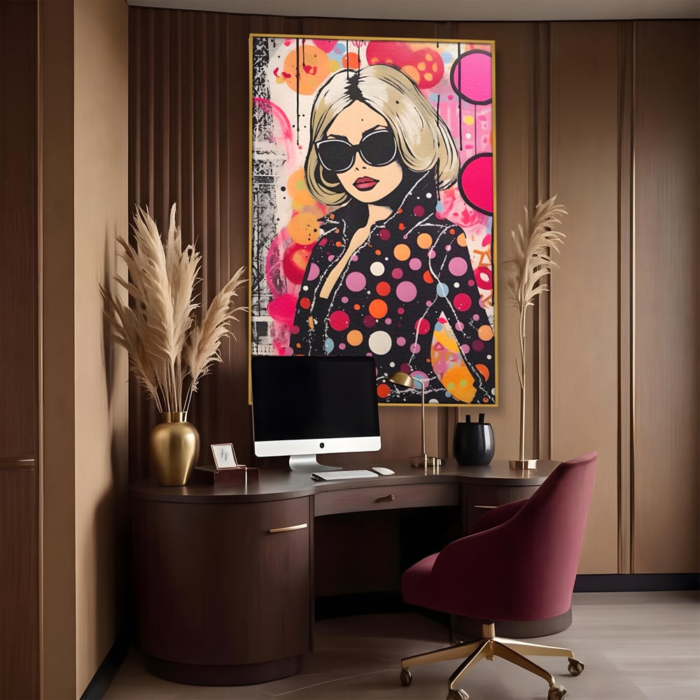 Tablou Canvas Premium LuxCanva® A1541, Cool Girl , Fata, Roz, Ochelari De Soare, Decorativ, Culori Vibrante