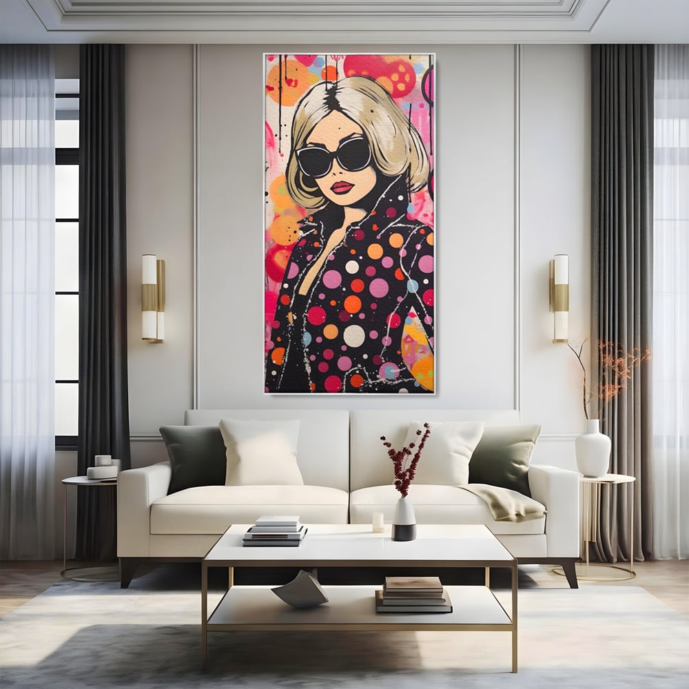 Tablou Canvas Premium LuxCanva® A1541, Cool Girl , Fata, Roz, Ochelari De Soare, Decorativ, Culori Vibrante
