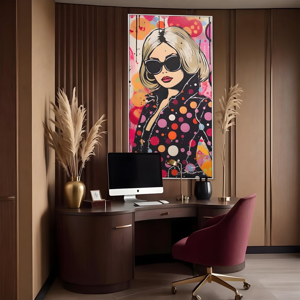 Tablou Canvas Premium LuxCanva® A1541, Cool Girl , Fata, Roz, Ochelari De Soare, Decorativ, Culori Vibrante
