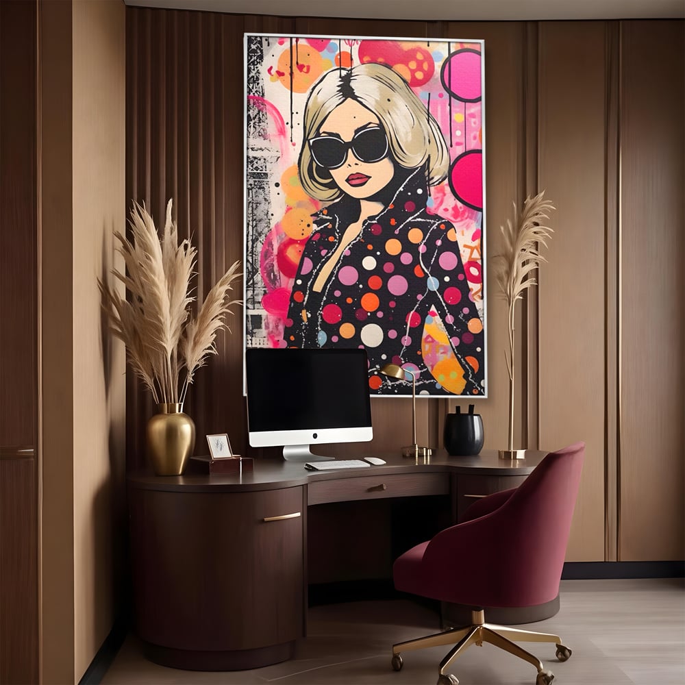 Tablou Canvas Premium LuxCanva® A1541, Cool Girl , Fata, Roz, Ochelari De Soare, Decorativ, Culori Vibrante