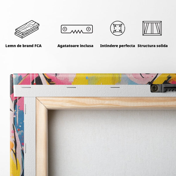 Tablou Canvas Premium LuxCanva® A1542, Colorful Pig , Room, Animal, Porc, Multicolor, Decorativ, Living, Culori Vibrante