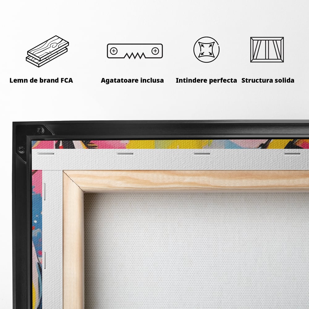 Tablou Canvas Premium LuxCanva® A1542, Colorful Pig , Room, Animal, Porc, Multicolor, Decorativ, Living, Culori Vibrante