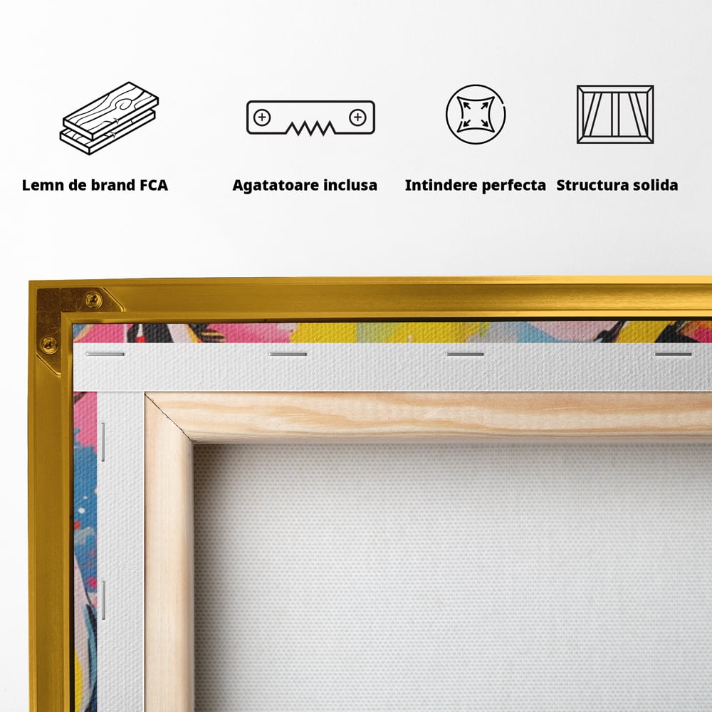 Tablou Canvas Premium LuxCanva® A1542, Colorful Pig , Room, Animal, Porc, Multicolor, Decorativ, Living, Culori Vibrante