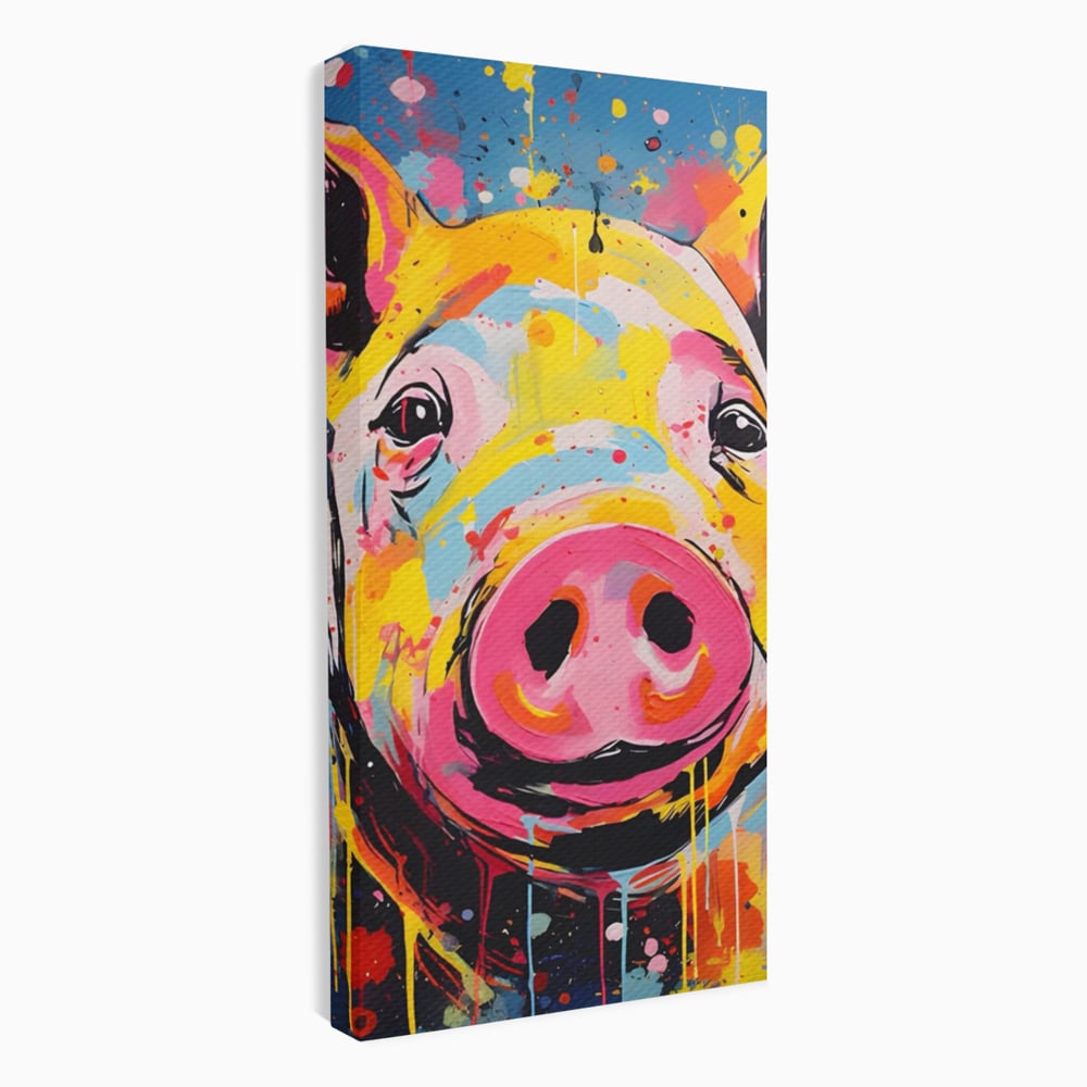 Tablou Canvas Premium LuxCanva® A1542, Colorful Pig , Room, Animal, Porc, Multicolor, Decorativ, Living, Culori Vibrante